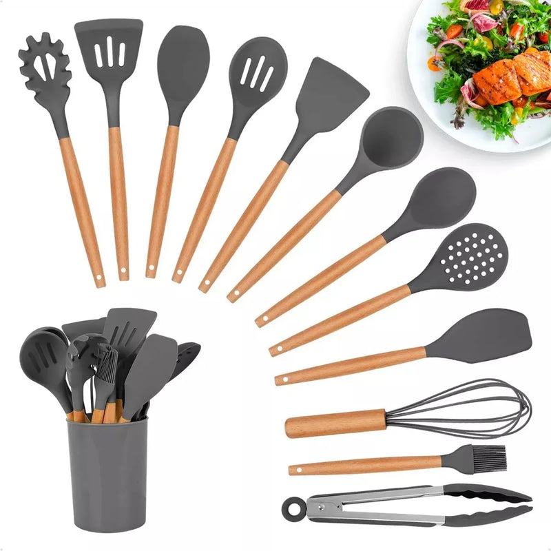 Kit Completo de Utensílios de Cozinha em Silicone – 11 Peças