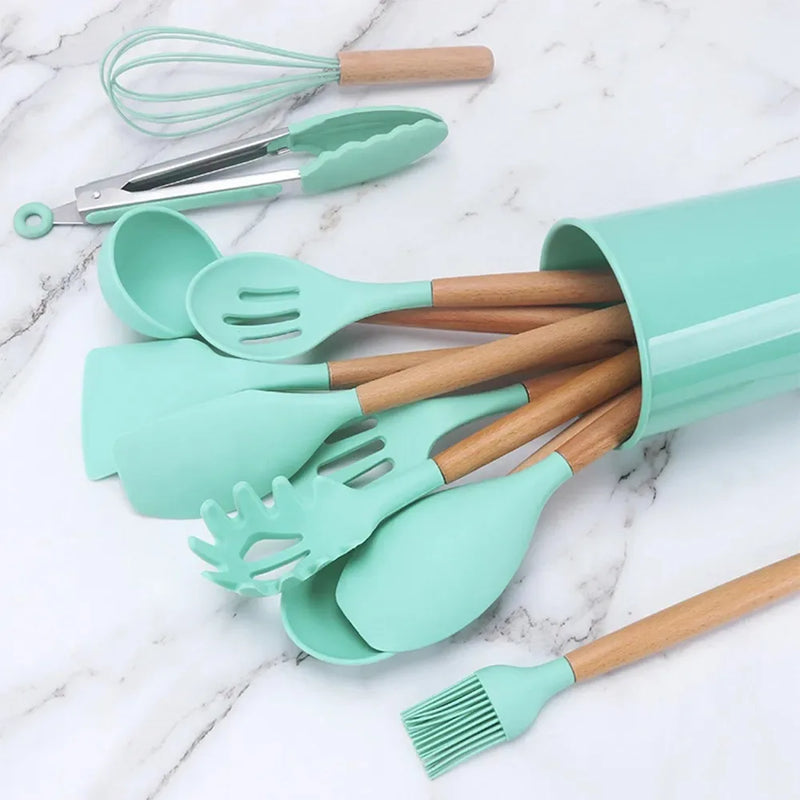 Kit Completo de Utensílios de Cozinha em Silicone – 11 Peças