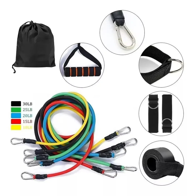 Kit 11 Elastics Extenders para Treinamento Funcional e Ginástica Fitness