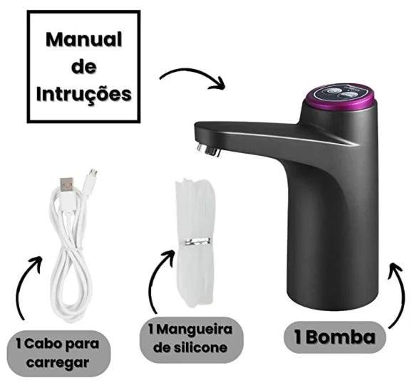 Bomba Elétrica Premium para Galão de 20L – Dispenser USB Recarregável com 2 Botões