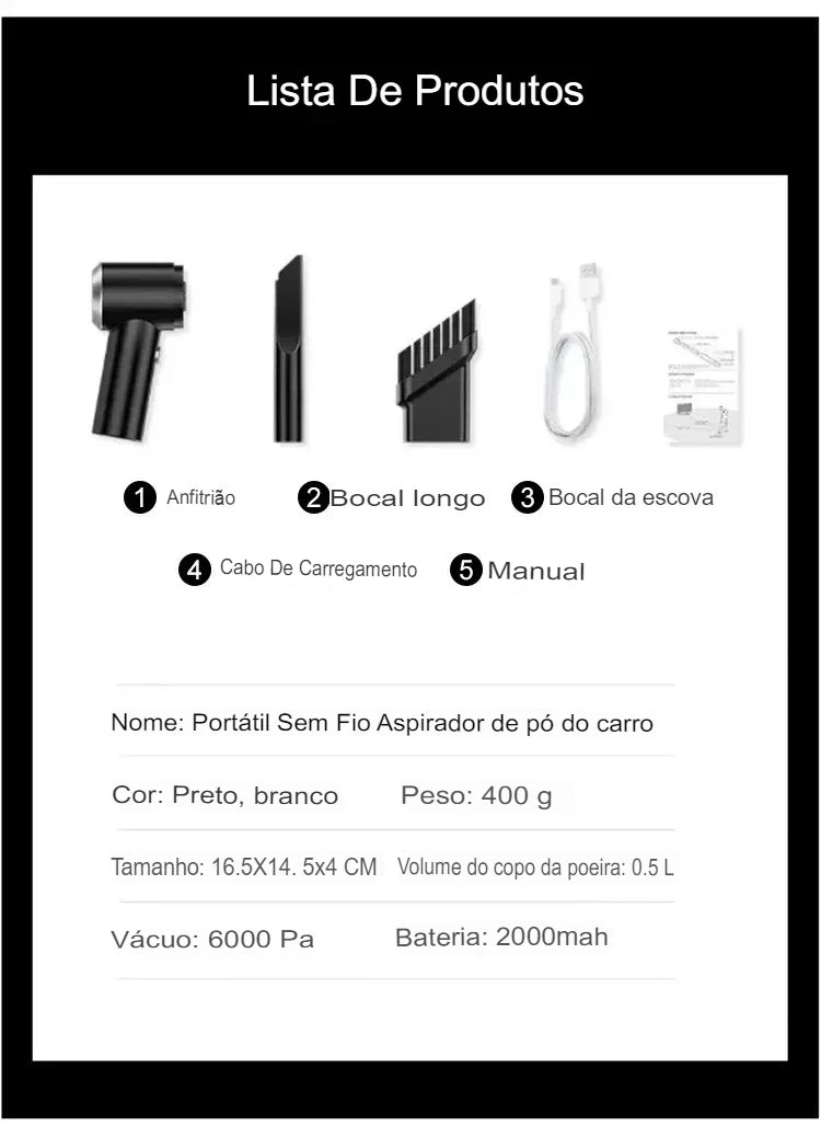 Aspirador de pó Powerclean Mini para casa, Portátil