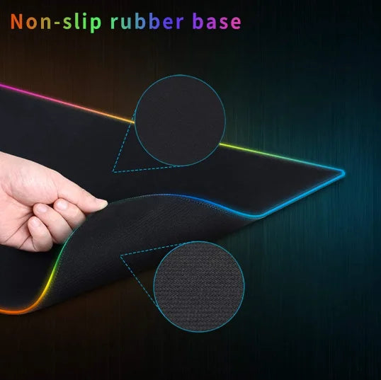 Mouse Pad Gamer RGB XXL – LED 7 Cores, Antiderrapante, 800x300mm, Resistente à Água