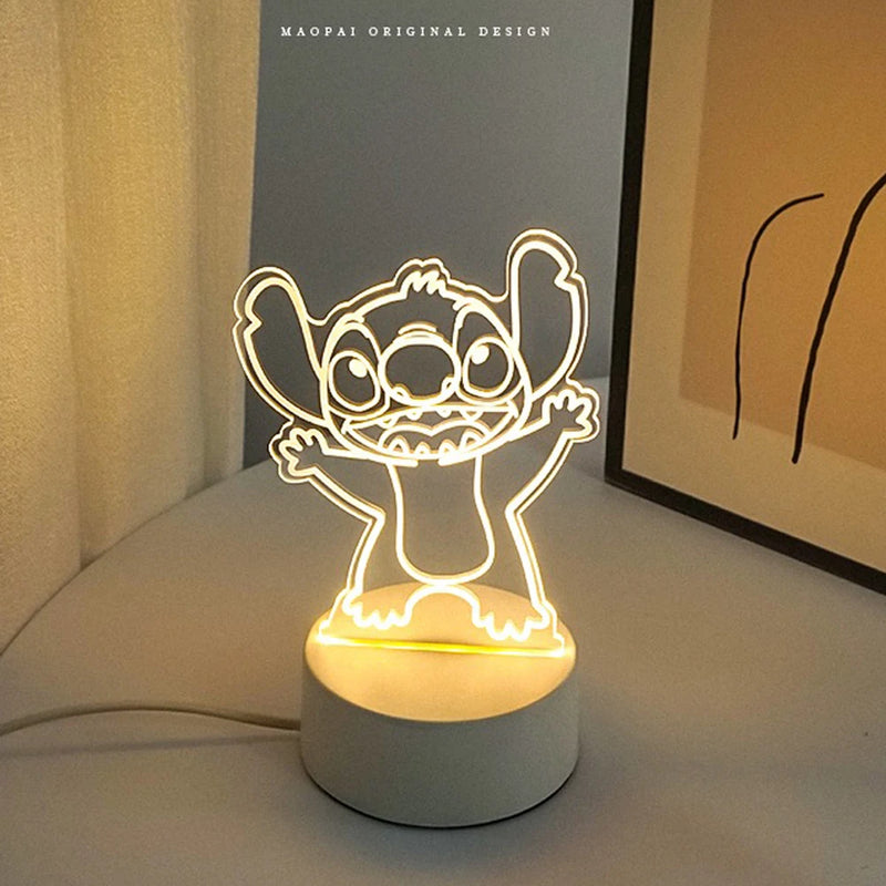 Disney Lilo & Stitch Led Light Figures Star Baby USB Colorido Touch Controle Remoto 3D Lâmpada de Mesa Luz Noturna Presente de Aniversário para Crianças