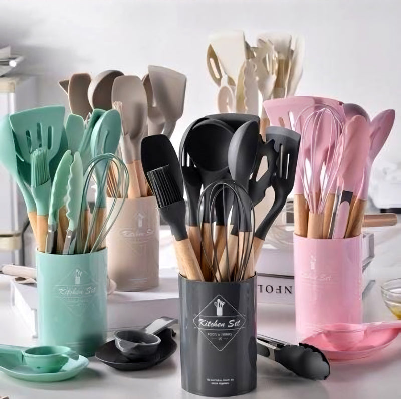 Kit Completo de Utensílios de Cozinha em Silicone – 11 Peças